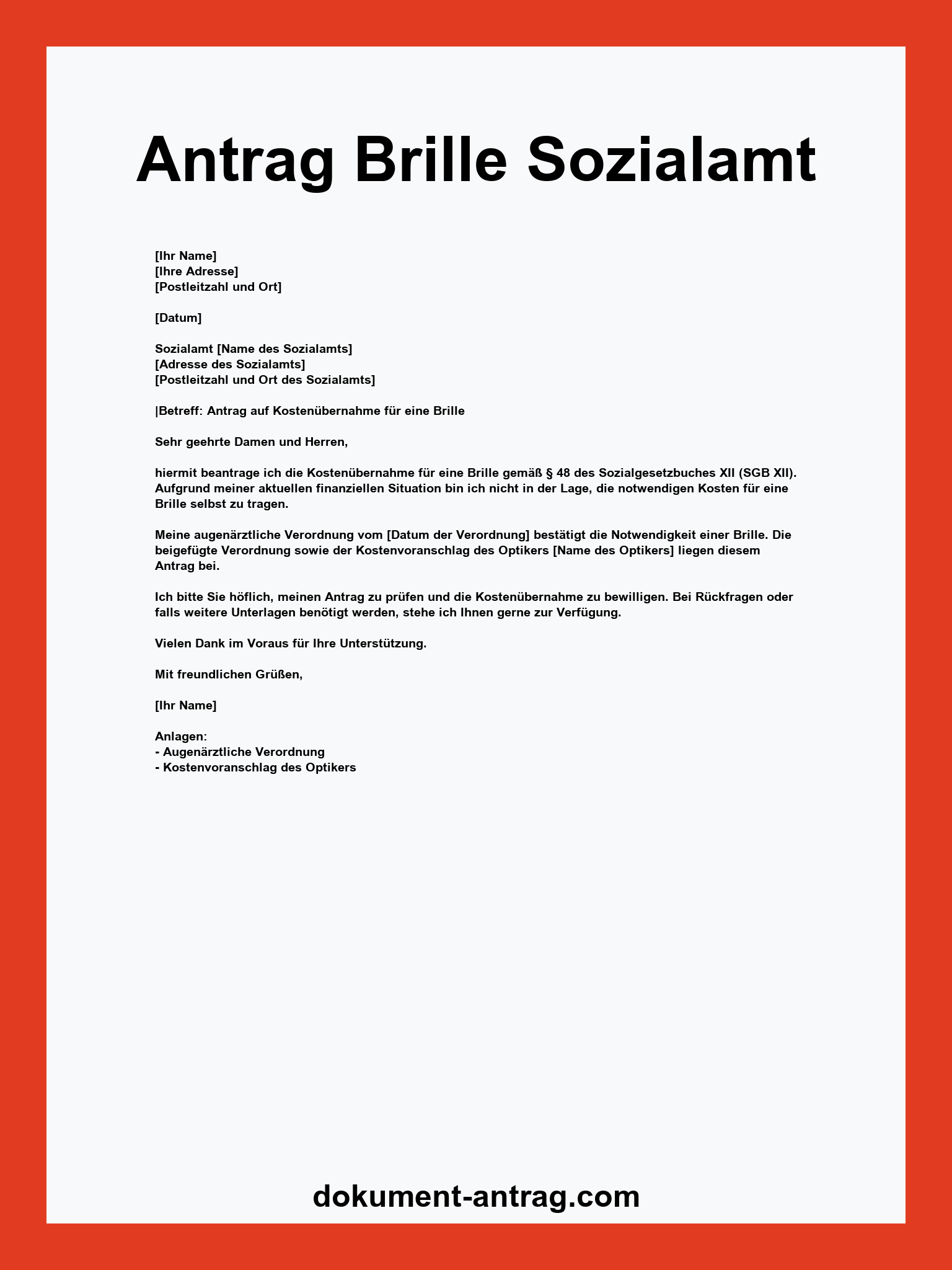 Antrag Brille Sozialamt Muster