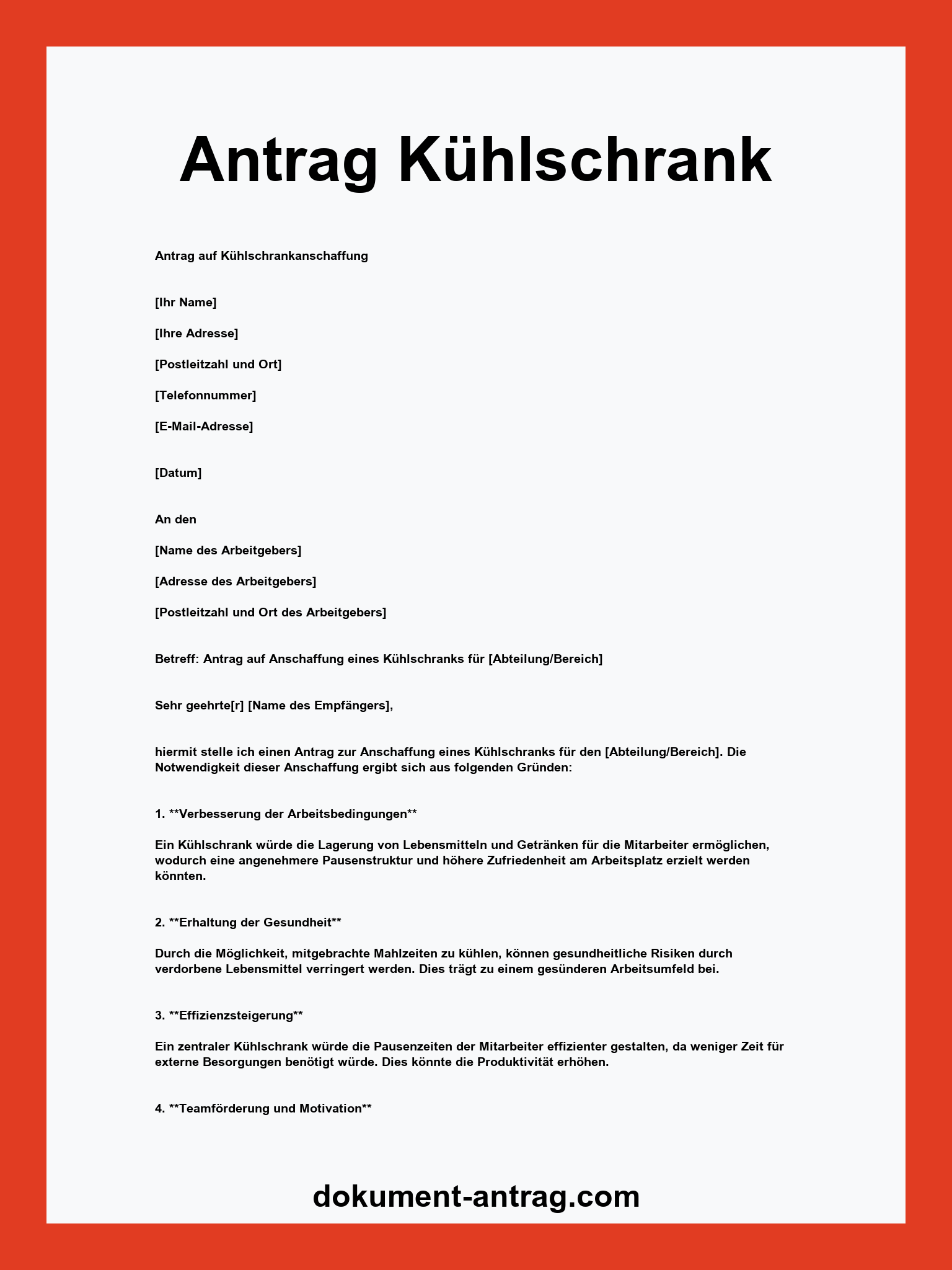 Antrag Kühlschrank Muster