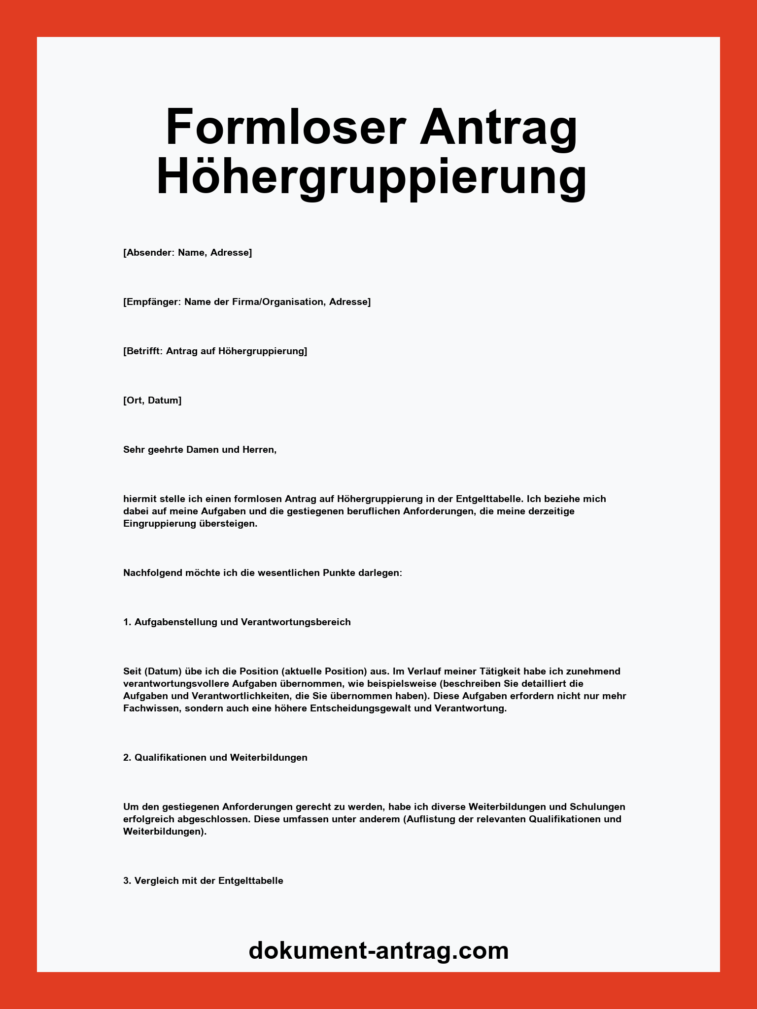 Formloser Antrag Höhergruppierung Muster