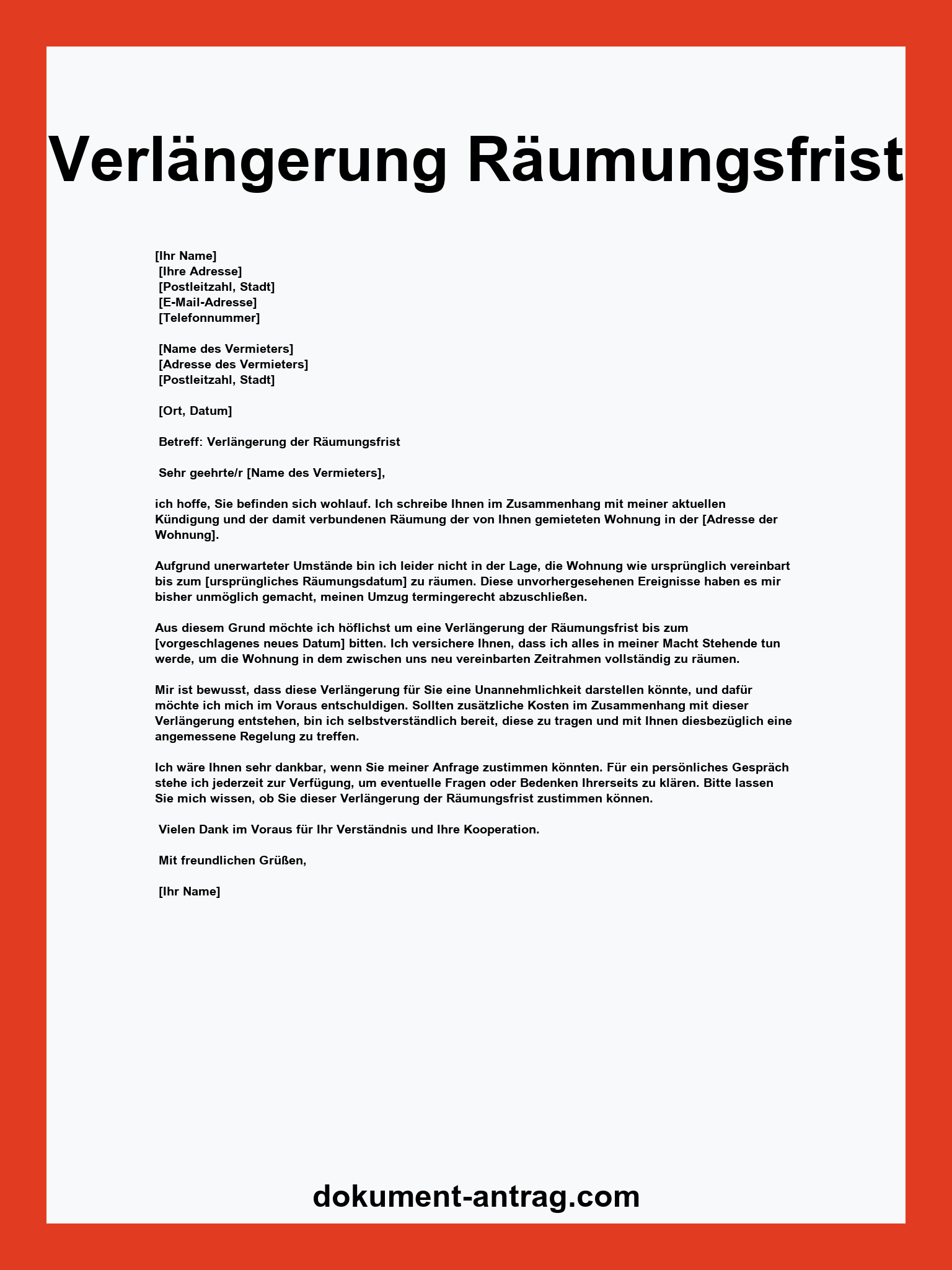 Verlängerung Räumungsfrist Muster