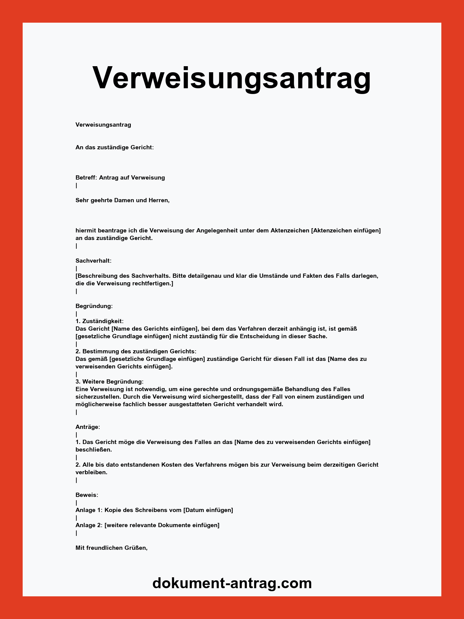 Verweisungsantrag Muster